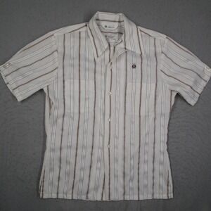 Mr California Vintage 70s Striped Short Sleeve Button Up Shirt White Small